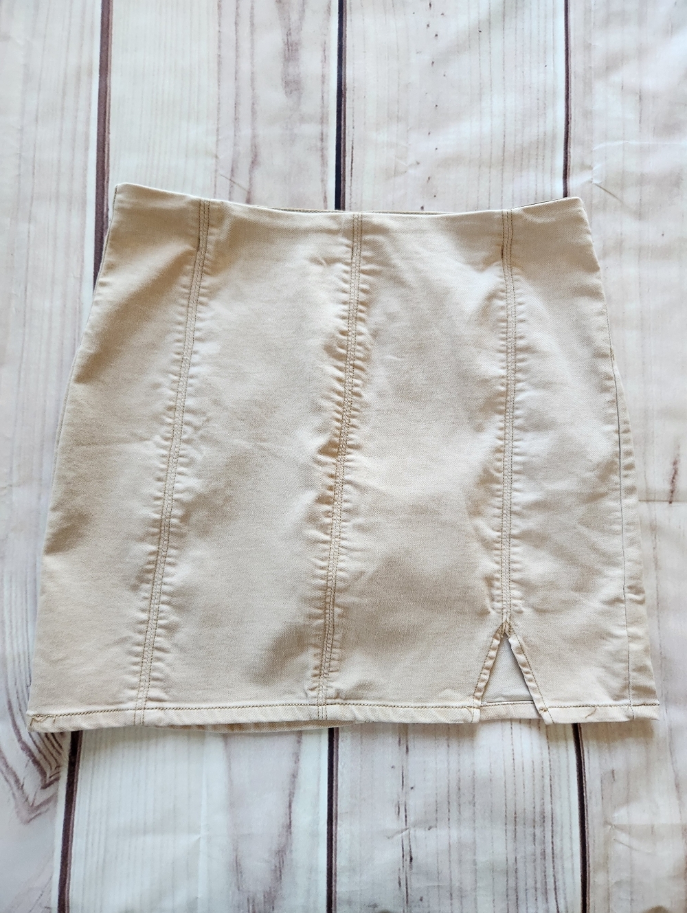 Free People "Femme Fatal Pull-on Skirt" Khaki Tan #OB835403, Women's Size L - Picture 3 of 9